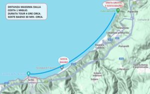 Mappa itinerario Tour Grotte e Spiaggia di Cala Jankulla